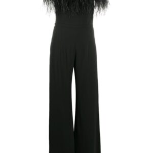 16Arlington feather trim jumpsuit - Black