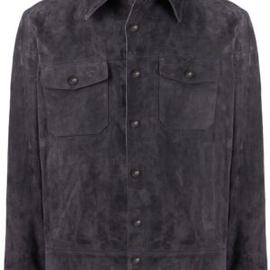 Ajmone buttoned leather jacket - Grey