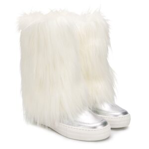 Andorine faux fur and leather boots - SILVER