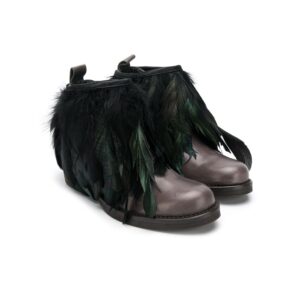 Andorine feather leather boots - Black