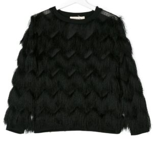 Andorine fringe design sweatshirt - Black