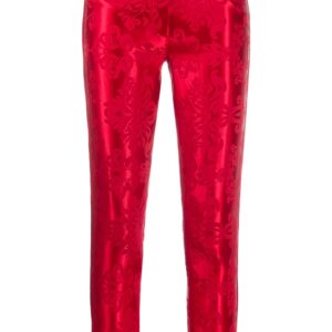 Ann Demeulemeester cropped jacquard print trousers - Red