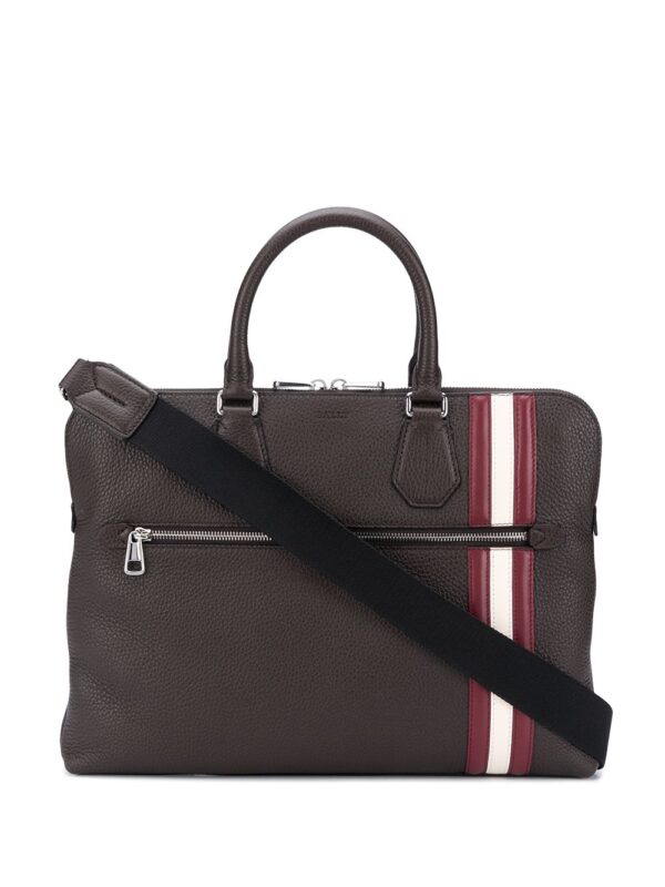 Bally signature stripe briefcase - Brown