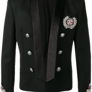 Balmain semi-embroidered wool jacket - Black
