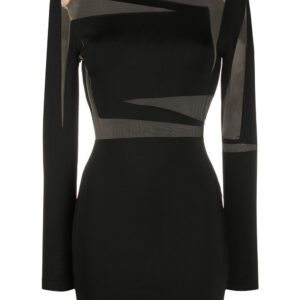 Balmain sheer-panel fitted mini-dress - Black