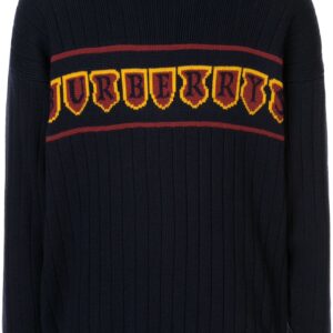 Burberry Pre-Owned intarsia logo ribbed jumper - Blue