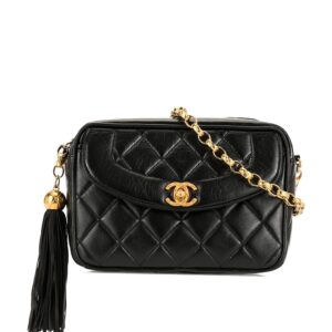 Chanel Pre-Owned 1992s diamond quilted tassel camera bag - Black