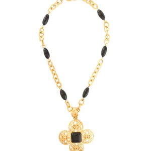 Chanel Pre-Owned 1995 cut-out fringed long necklace - GOLD
