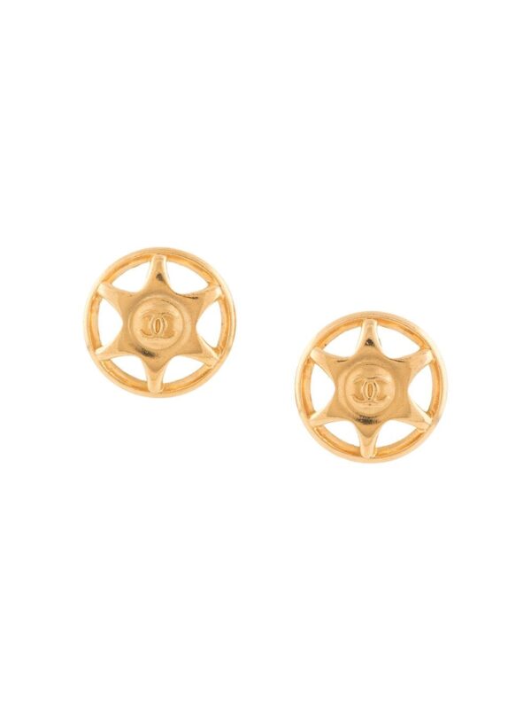 Chanel Pre-Owned 1997 CC logos button earrings - GOLD
