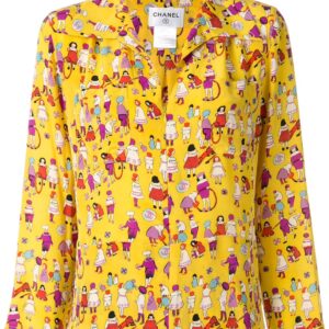 Chanel Pre-Owned 2001 printed zip-up shirt - Yellow
