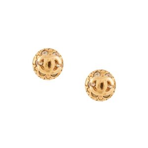 Chanel Pre-Owned 2001's CC logos rhinestone button motif mini piercing - GOLD