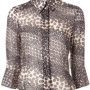 Chanel Pre-Owned 2003 floral cropped shirt - Brown