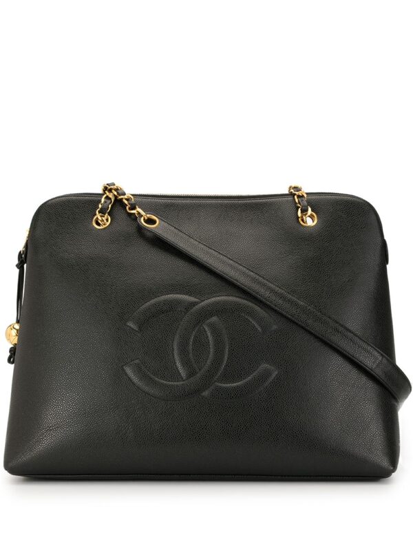 Chanel Pre-Owned CC Logos Chain Shoulder Tote Bag - Black