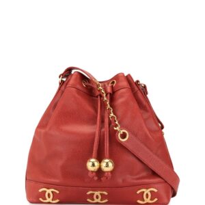 Chanel Pre-Owned CC drawstring chain shoulder bag - Red