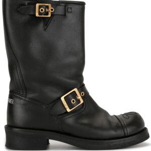 Chanel Pre-Owned CC stitch buckled boots - Black