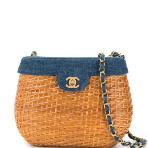 Chanel Pre-Owned Denim Basket Chain Shoulder Bag - Brown