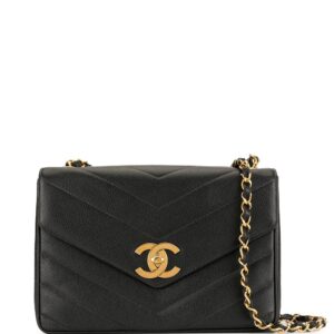 Chanel Pre-Owned V-stitches quilted chain shoulder bag - Black