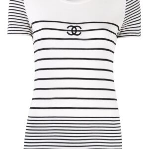 Chanel Pre-Owned border short sleeve top - White