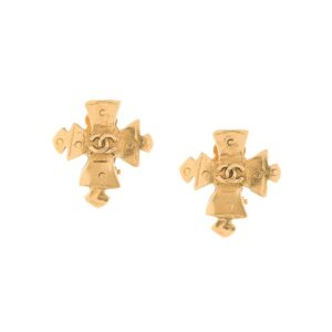 Chanel Pre-Owned cross CC earrings - GOLD