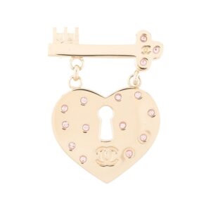 Chanel Pre-Owned heart and key brooch - GOLD