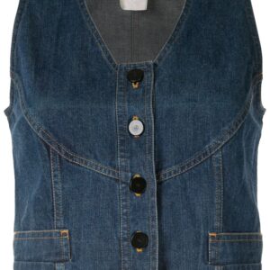 Chanel Pre-Owned stitched detailing buttoned denim top - Blue