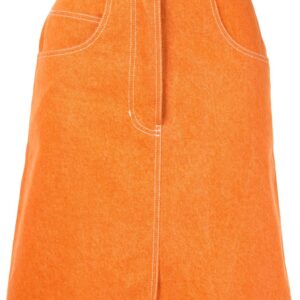 Chanel Pre-Owned stitching details straight skirt - ORANGE