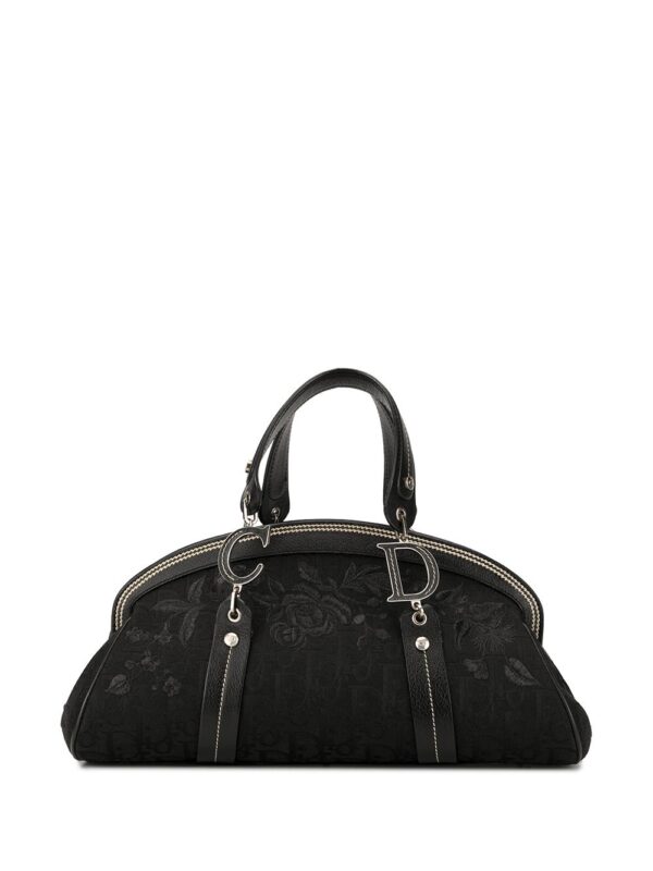 Christian Dior pre-owned rose embroidery Trotter tote - Black
