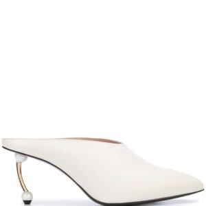 Coliac embellished heel mules - White
