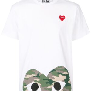 Comme Des Garçons Play camouflage heart T-shirt - White