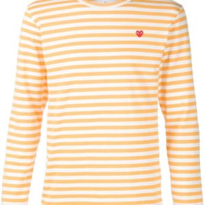 Comme Des Garçons Play heart logo striped T-shirt - Yellow