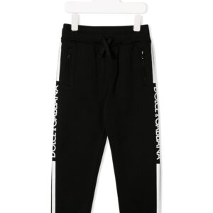 Dolce & Gabbana Kids logo stripe track pants - Black