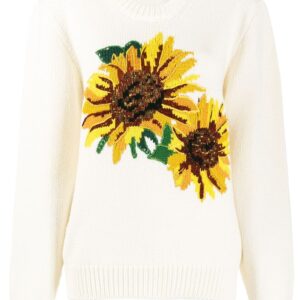 Dolce & Gabbana sunflower intarsia jumper - White