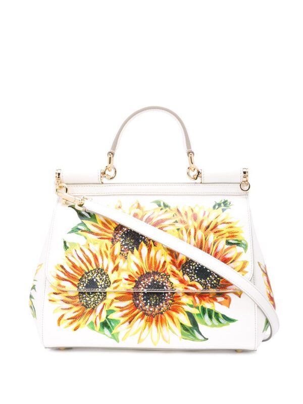 Dolce & Gabbana sunflower print Sicily bag - White
