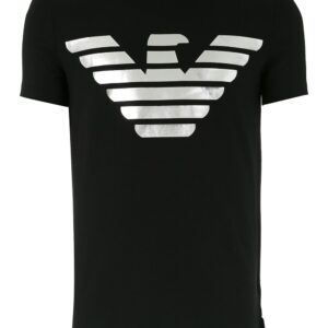 Emporio Armani distressed logo print T-shirt - Black