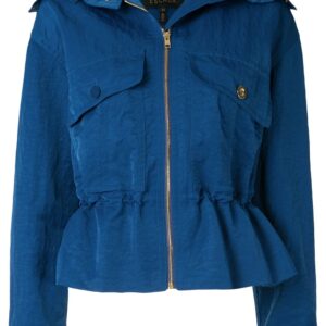 Escada drawstring-waist hooded jacket - Blue