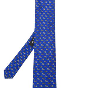 Etro Micro Pegaso-print silk tie - Blue