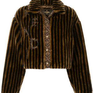 Fendi Pre-Owned striped faux fur jacket - Black