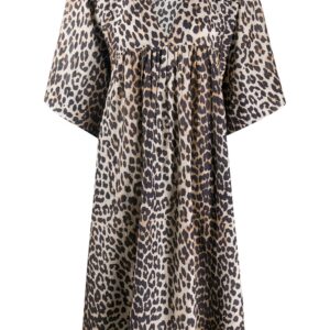 GANNI leopard print smock dress - Black