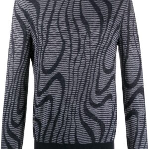 Giorgio Armani abstract-pattern knit jumper - Blue