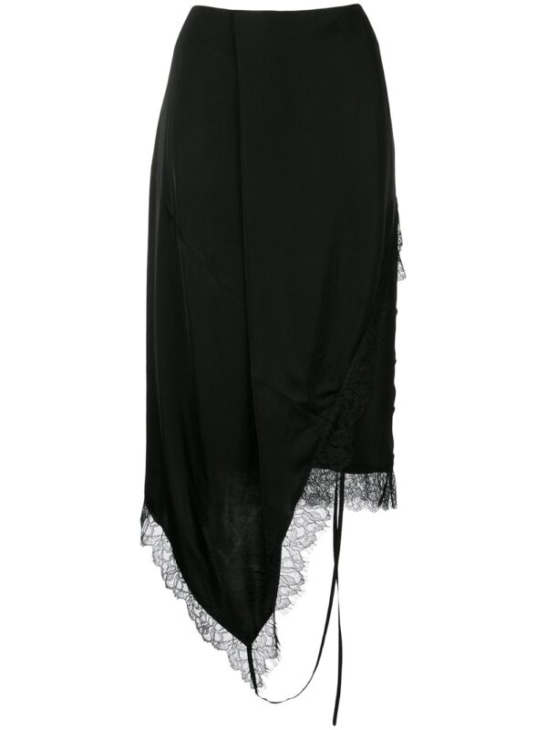 Goen.J Lingerie Motif Charmeuse skirt - Black