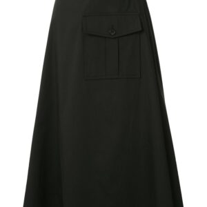 Goen.J asymmetric flared midi skirt - Black