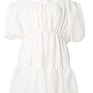 Goen.J balloon-sleeved tiered mini dress - White