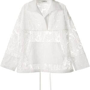 Goen.J lace embroidered mesh anorak - White