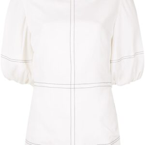 Goen.J topstitching puff-sleeves blouse - White