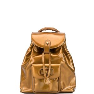 Gucci Pre-Owned Bamboo metallic backpack - Brown