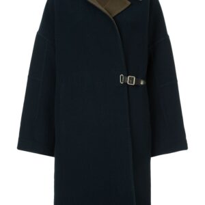Hermès pre-owned buckle detail coat - Blue