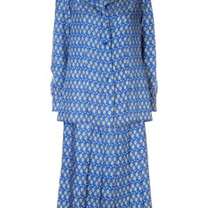 Hermès pre-owned tennis print skirt suit - Blue