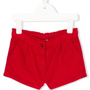 Knot scalloped corduroy shorts - Red