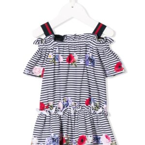 Lapin House striped floral dress - White