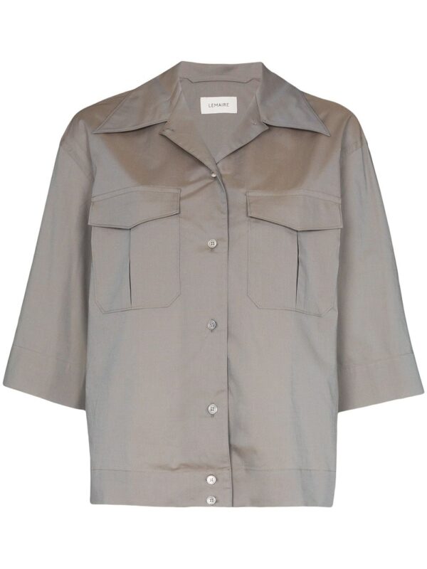 Lemaire 3/4 sleeve camp collar shirt - Grey